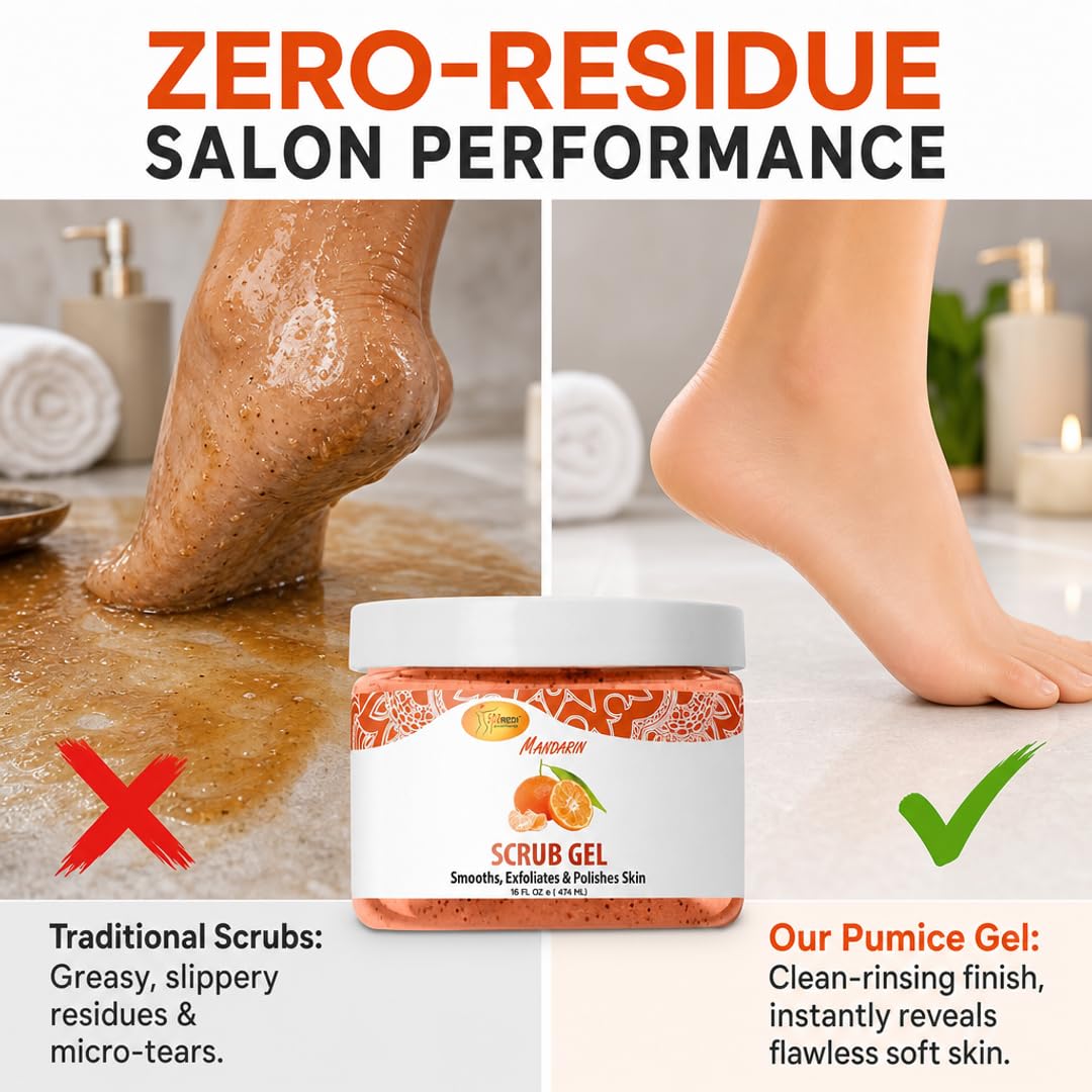 SPA REDI Exfoliating Scrub Pumice Gel - Hydrating Body Exfoliator with Hyaluronic Acid - Refresh &amp; Revitalize