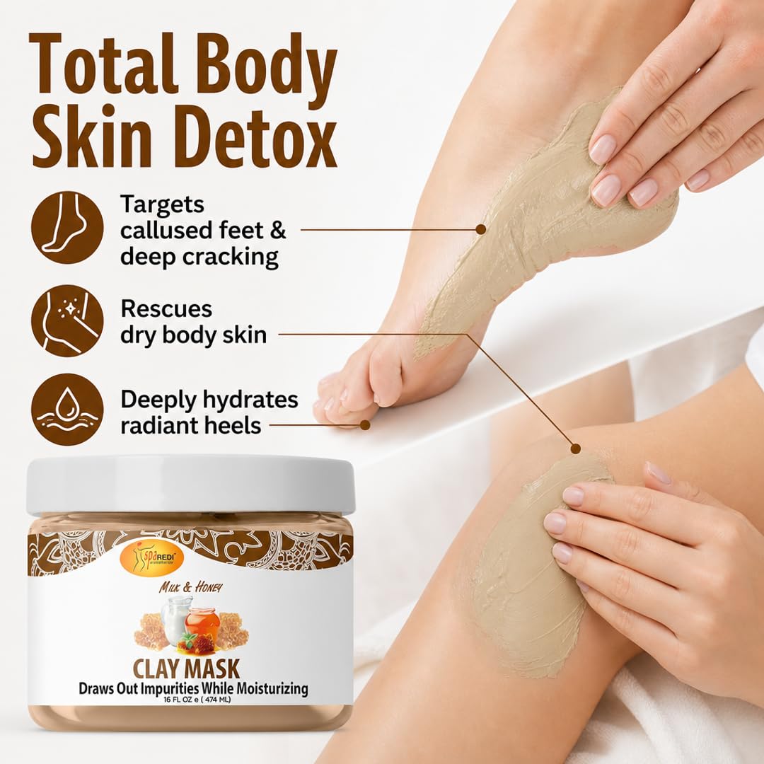 SPA REDI Clay Mask - Detoxifying, Hydrating &amp; Pore Purifying for Body and Pedicure