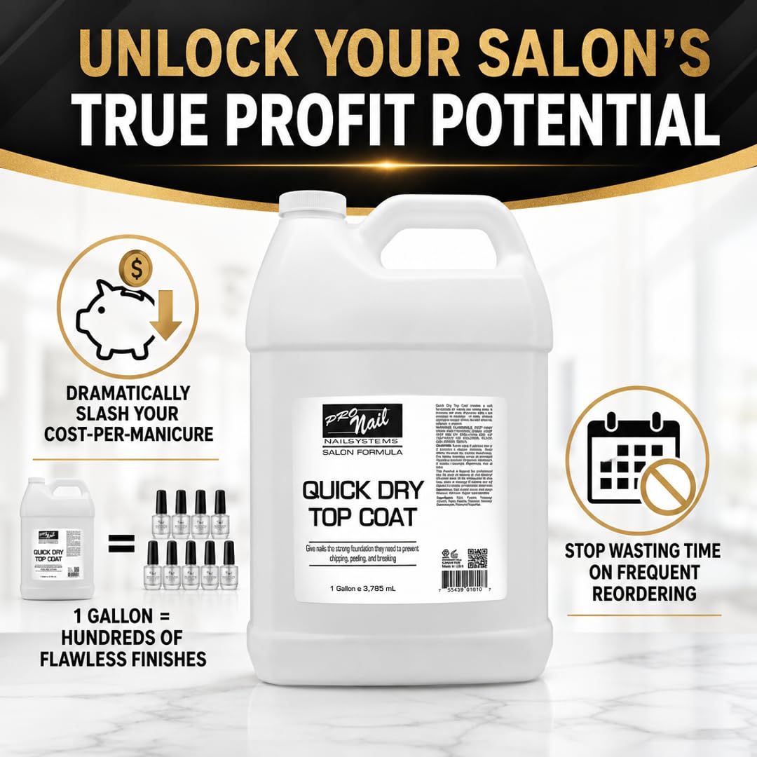PRO NAIL - Quick Dry Nail Polish Top Coat - Professional Strength, Fast Dry, High Gloss Shine