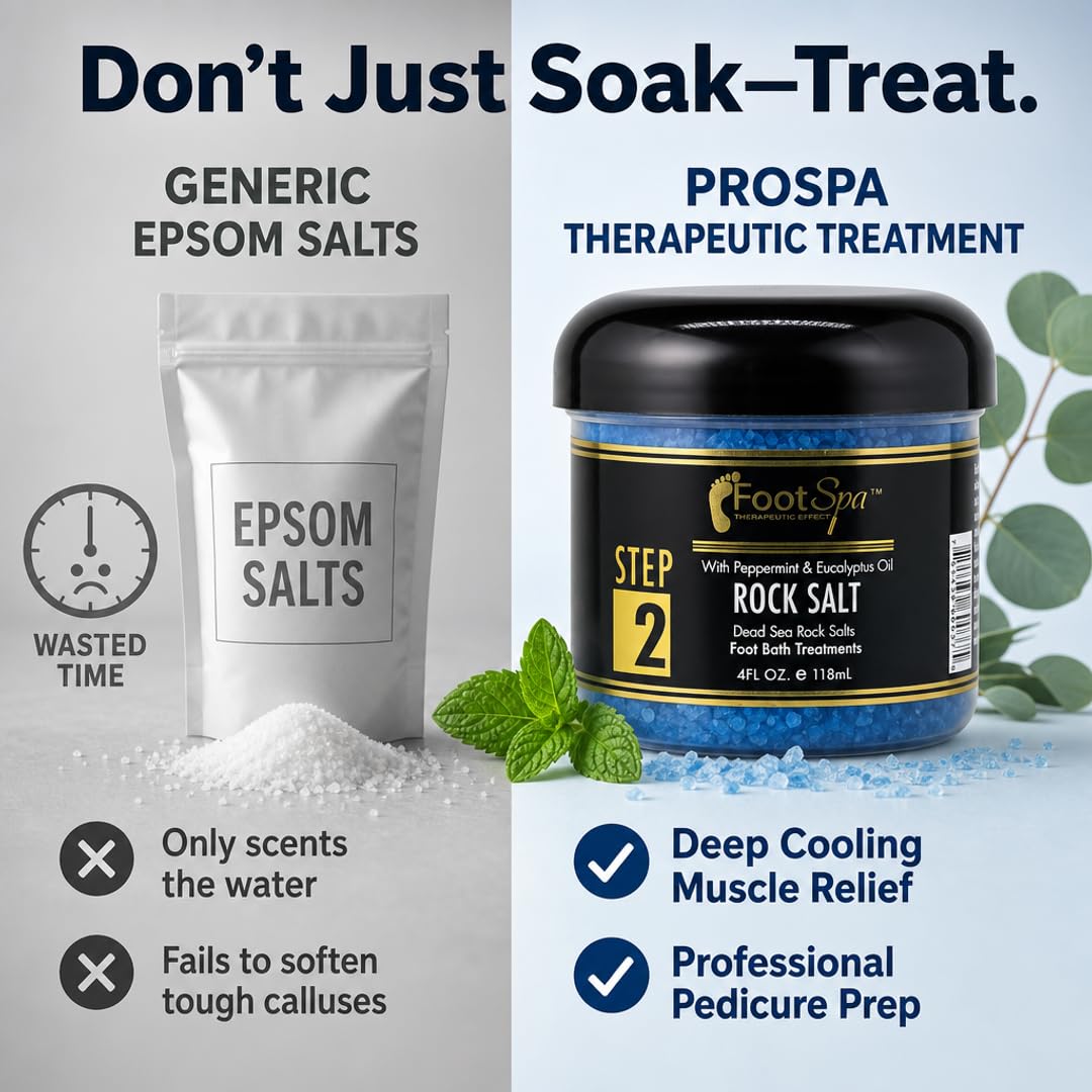 FOOT SPA - Bath Rock Salt with Eucalyptus &amp; Peppermint Oil – Relax, Refresh &amp; Rejuvenate Available in a Variety of Flavors and Sizes
