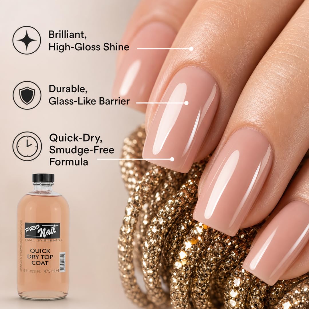 PRO NAIL - Quick Dry Nail Polish Top Coat - Professional Strength, Fast Dry, High Gloss Shine