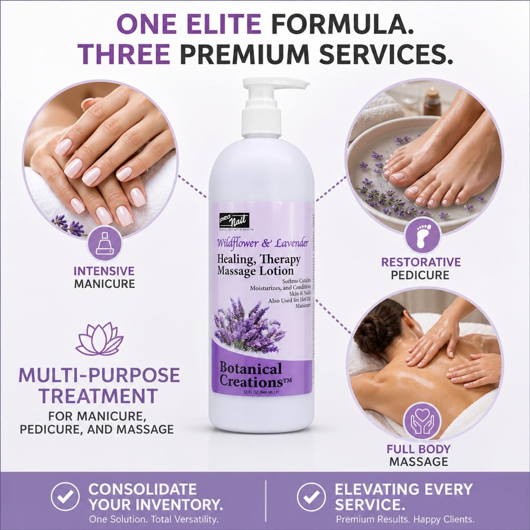 PRO NAIL Healing Therapy Massage Lotion - Nourishes &amp; Moisturizes Skin, Perfect for Pedicure, Manicure &amp; Body Care