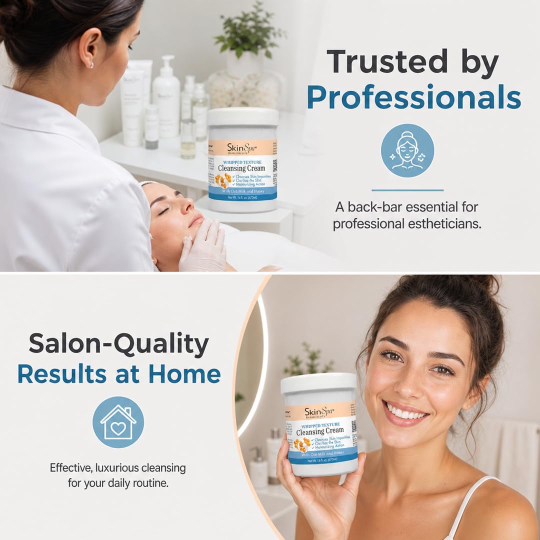 Skin Spa Triple Whipped Cleansing Cream 16 Oz – Salon-Quality, Rich Whipped Formula to Cleanse &amp; Hydrate - Ultra-Light Whipped Texture for All Skin Types