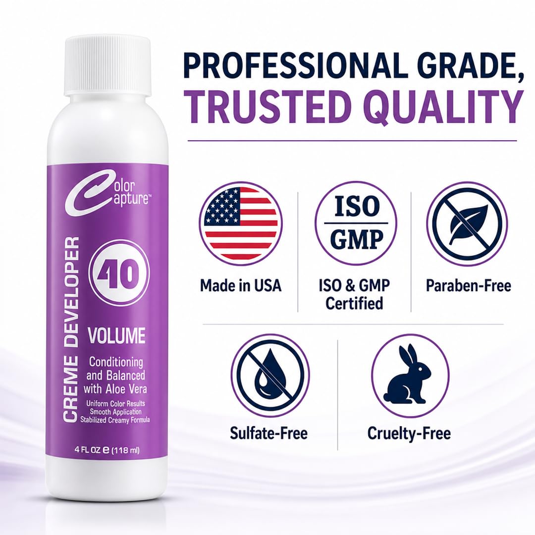 COLOR CAPTURE - Cream Developer, Hair Color Enhancer - Provides Consistent, Vibrant Results for Professional Coloring