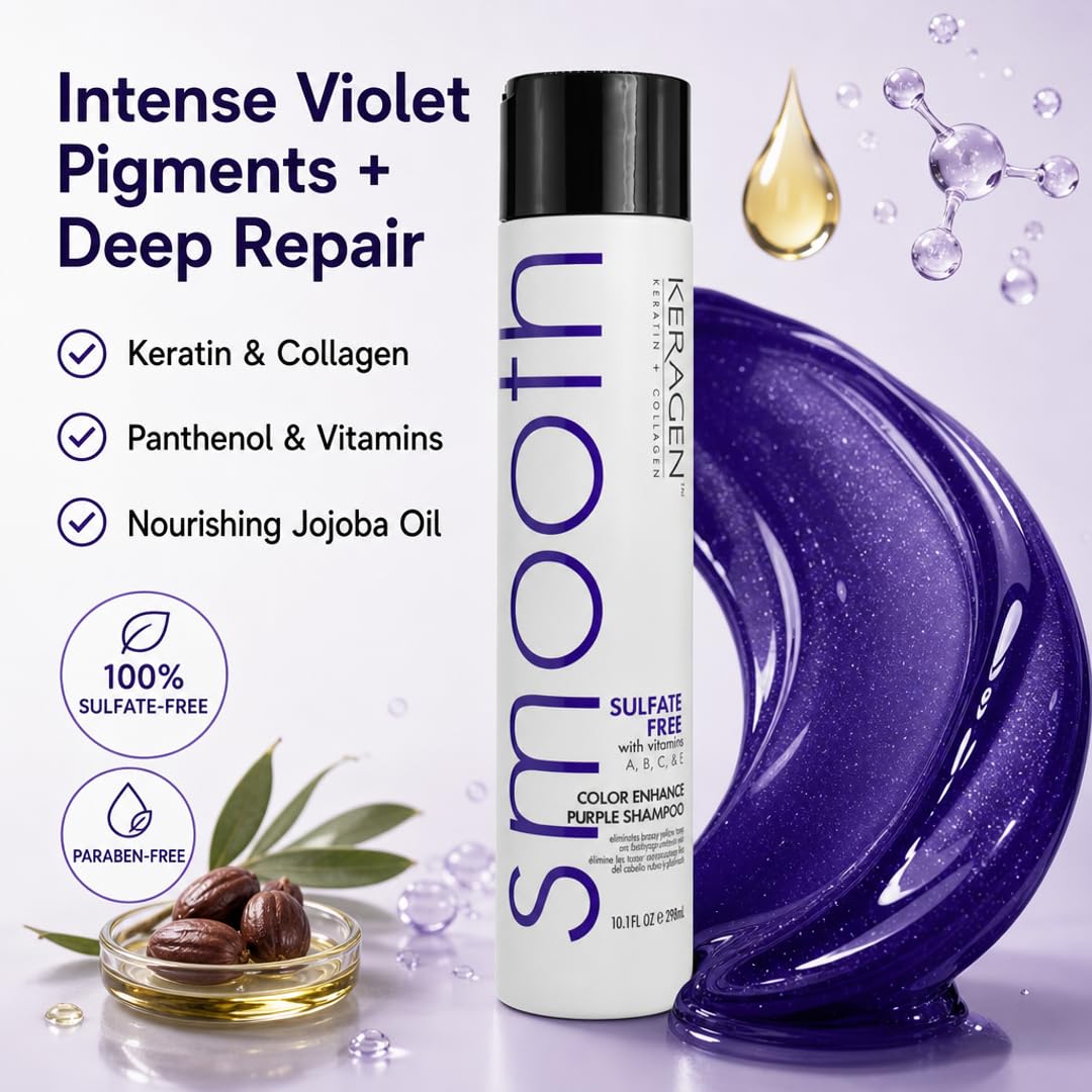 KERAGEN Purple Shampoo &amp; Conditioner - Toning System for Blonde &amp; Silver Hair