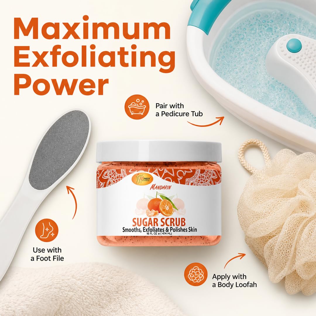 SPA REDI Sugar Body Scrub - Exfoliating &amp; Moisturizing for Smooth, Fresh Skin