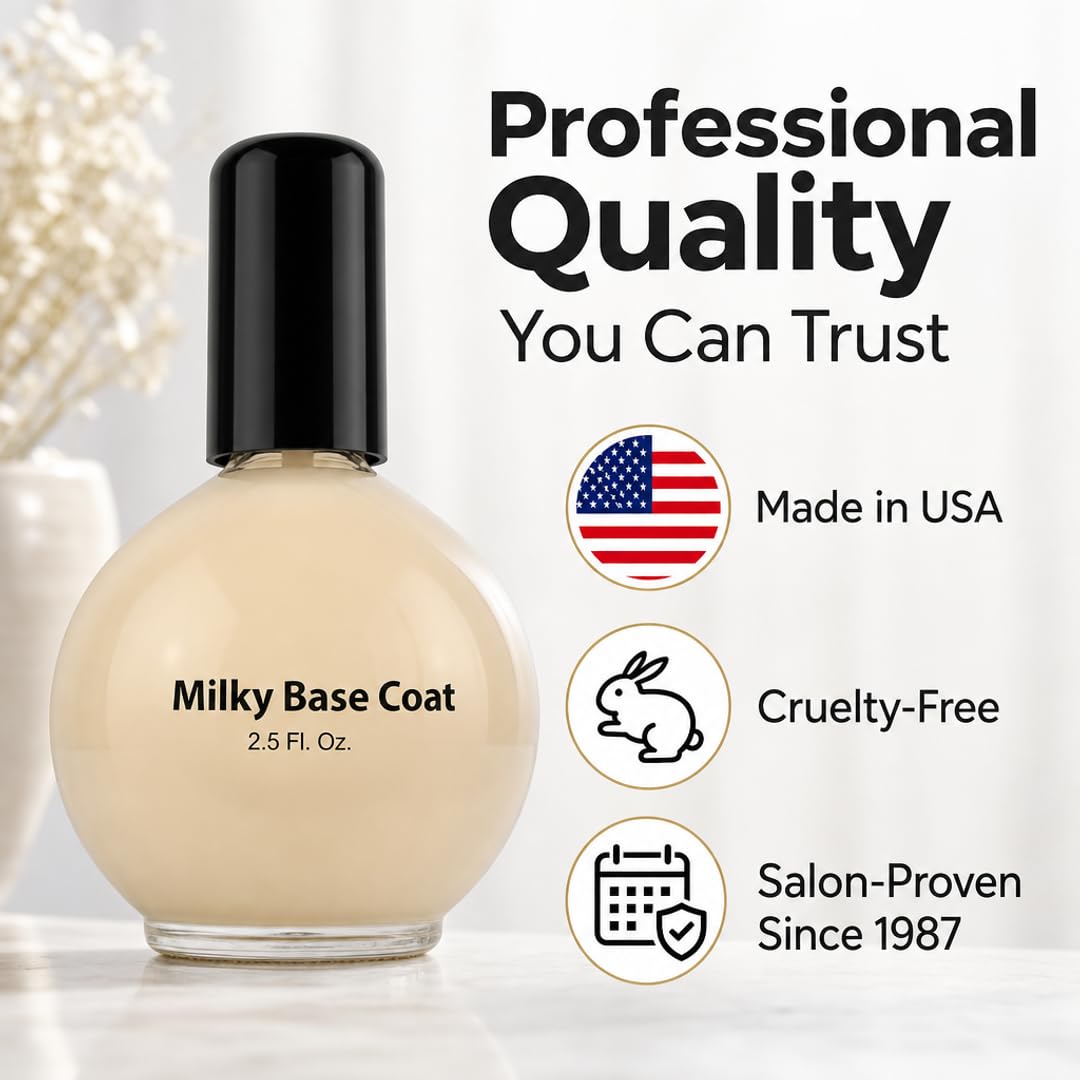 PRO NAIL Milky Base Coat - Professional Strength Nail Polish Hardener - Prevents Chipping - Fast Dry - Beauty Market Online