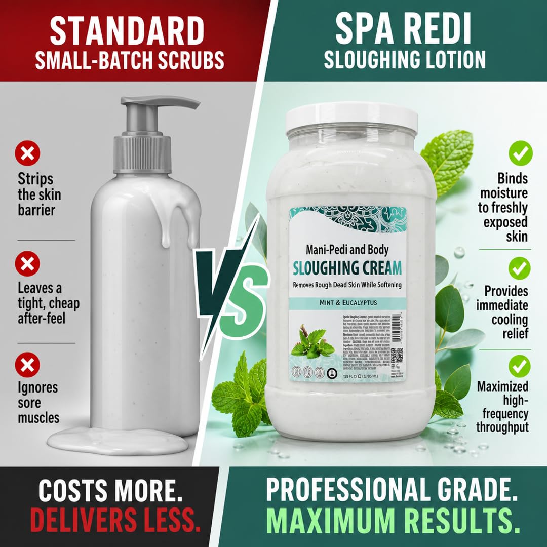 SPA REDI - Foot Cream, Sloughing Lotion - Exfoliating Pedicure Foot Care for Dry Cracked Feet