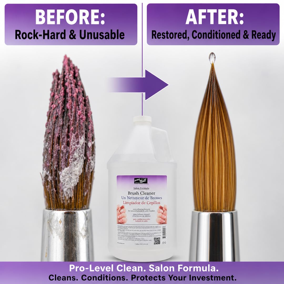 PRO NAIL Brush Cleaner - Deep Cleansing Formula for Brushes - 128 Oz