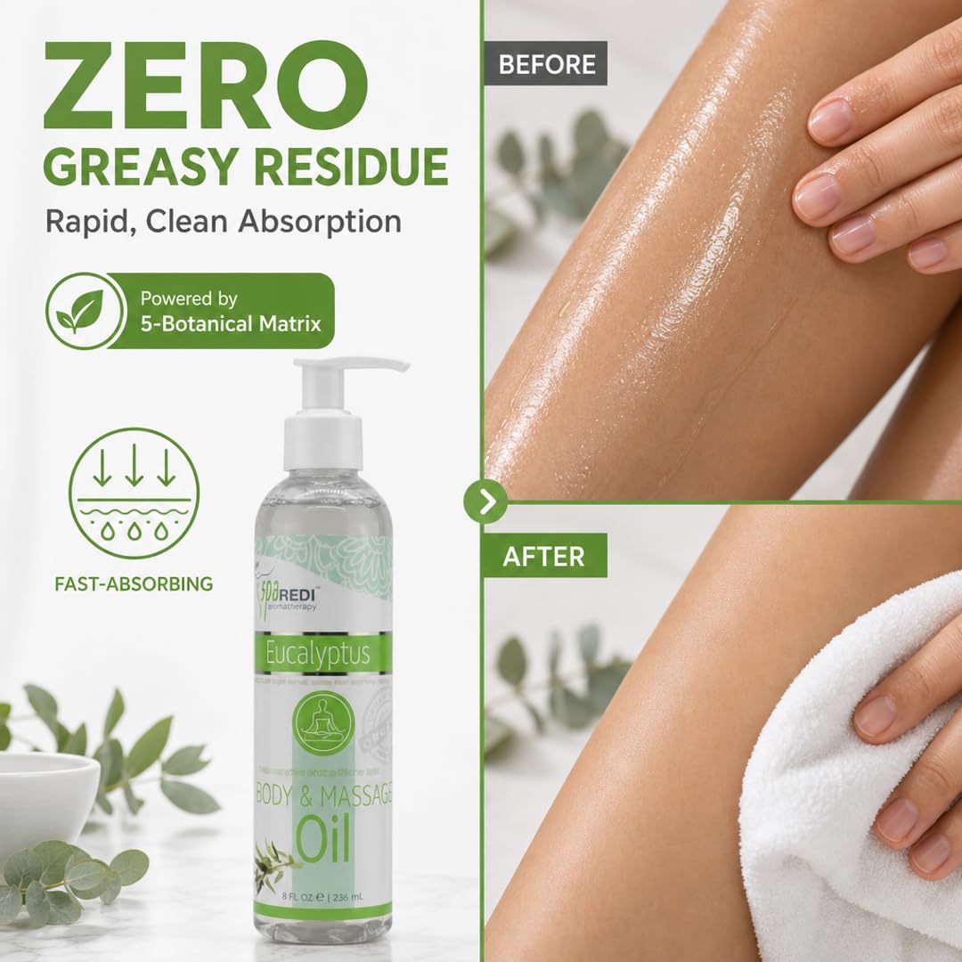 SPA REDI Massage Oil - Soothing Relief for Sore Muscles &amp; Hydrated Skin