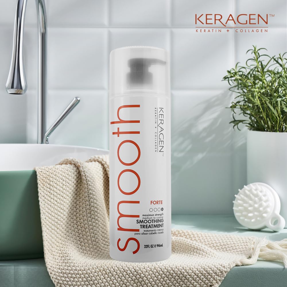 KERAGEN Brazilian Keratin Treatment - Professional Smoothing Kit for Frizzy Hair