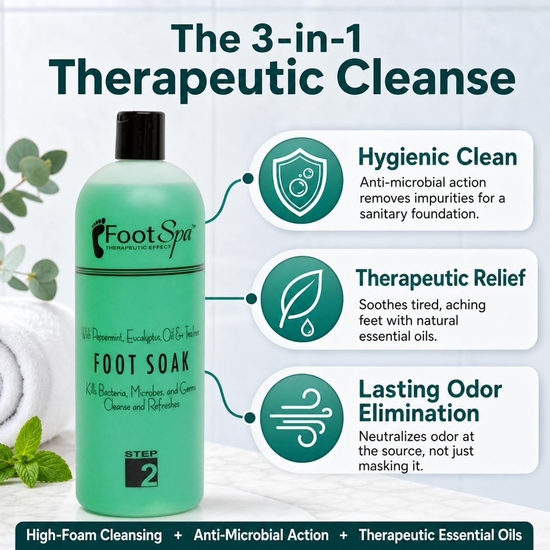 Foot Spa Foot Soak – Bulk Refill Gallon – Cleansing &amp; Softening Formula with Eucalyptus &amp; Peppermint Oil – Refreshing Foot Bath for Pedicures &amp; Tired, Aching Feet - Beauty Market Online