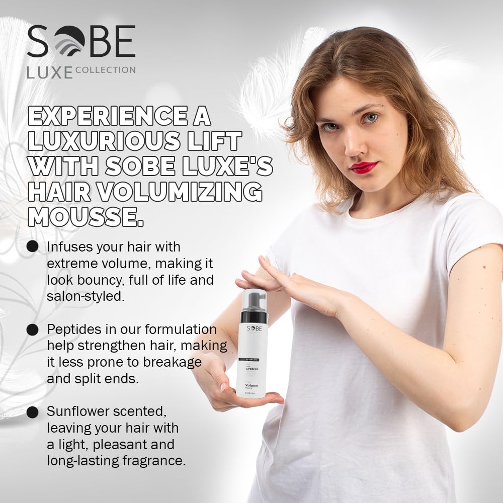 SOBE LUXE - Hair Volumizing Mousse, 8 Oz - Adds Volume &amp; Texture, Infused with Vitamin E &amp; Peptides