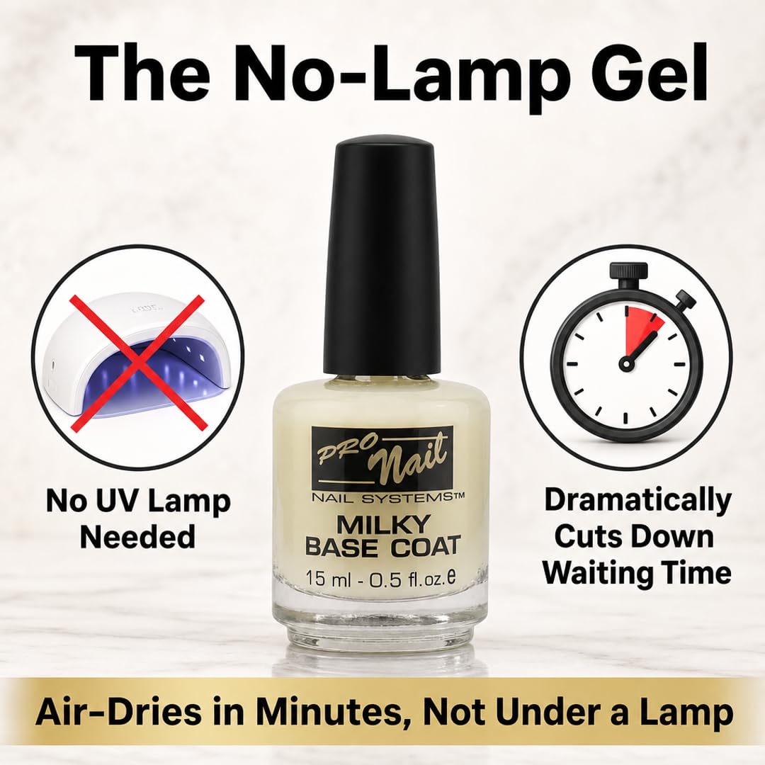 PRO NAIL Milky Base Coat - Professional Strength Nail Polish Hardener - Prevents Chipping - Fast Dry