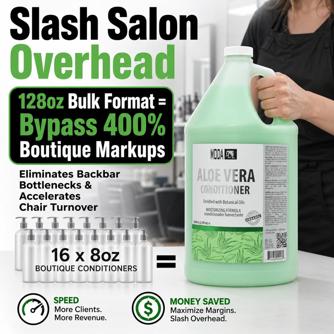 MODA Moisturizing Conditioner for All Hair Types – Professional Treatment – Balsam and Protein Formula – Strengthens, Hydrates, Adds Volume, Restores Shine and Protects Color