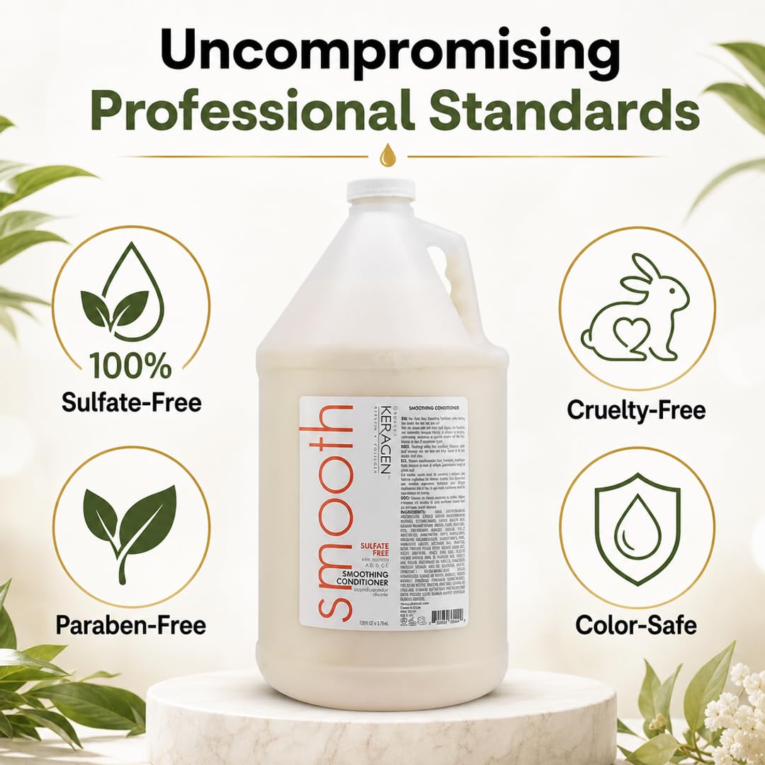 KERAGEN Smoothing Shampoo &amp; Conditioner - Keratin &amp; Collagen Infused Frizz Control System