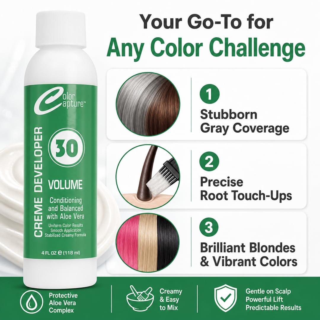 COLOR CAPTURE - Cream Developer, Hair Color Enhancer - Provides Consistent, Vibrant Results for Professional Coloring