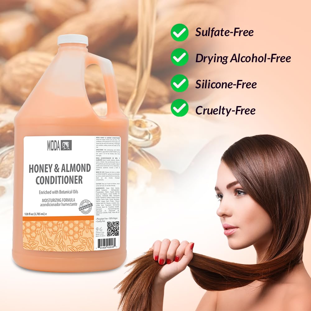MODA Moisturizing Conditioner for All Hair Types – Professional Treatment – Balsam and Protein Formula – Strengthens, Hydrates, Adds Volume, Restores Shine and Protects Color