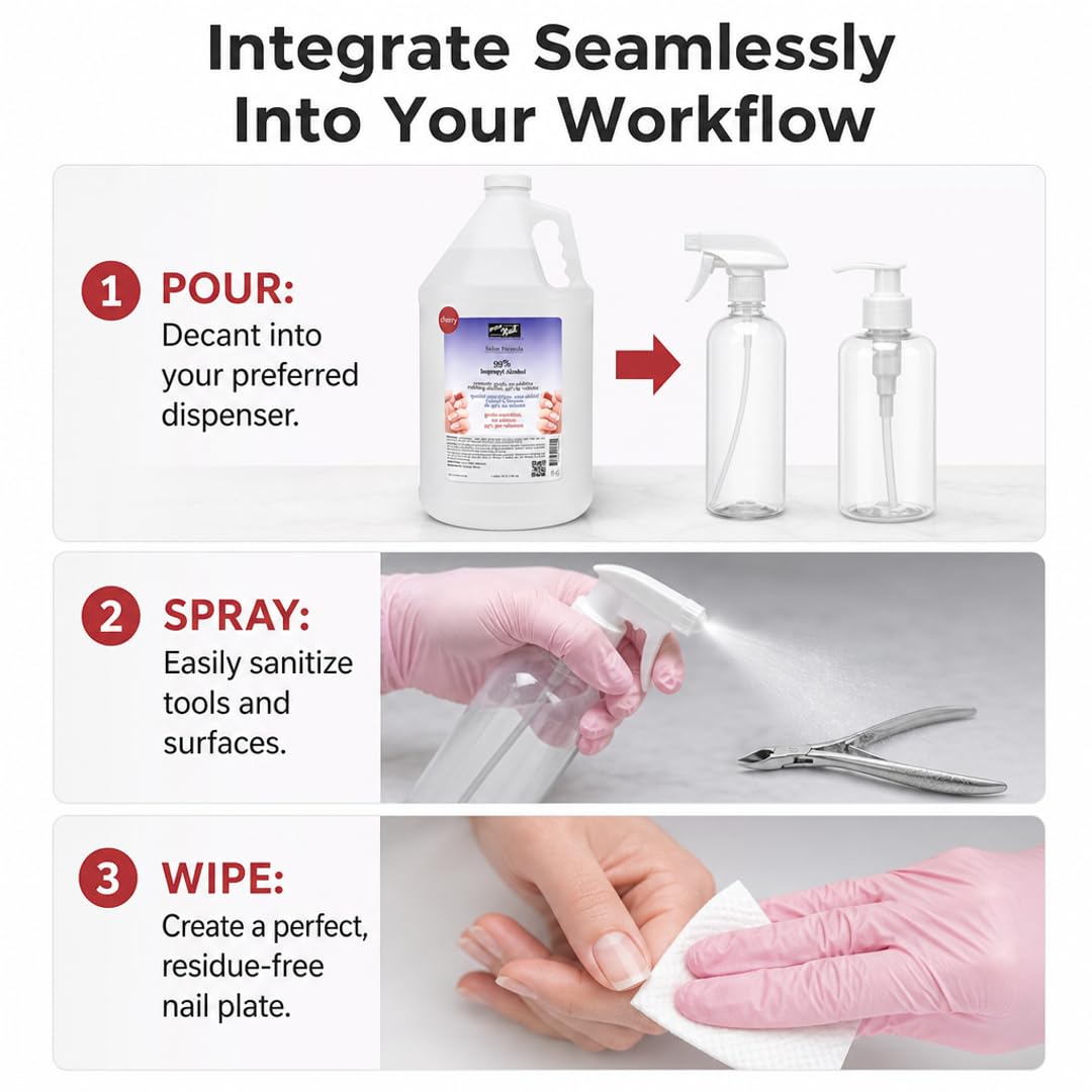 PRO NAIL Isopropyl Alcohol - Cleans, Sanitizes, and Disinfects with Antiseptic Properties