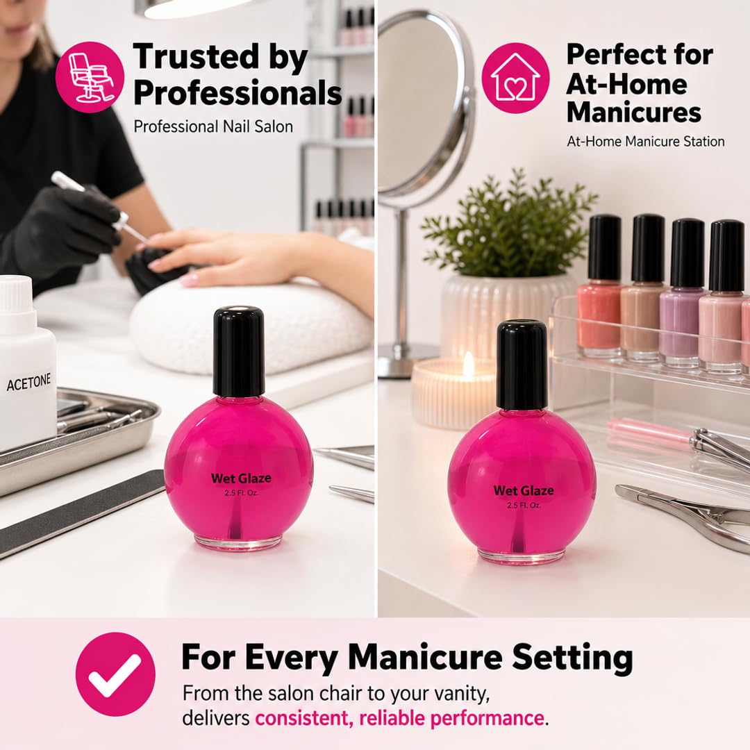 PRO NAIL Wet Glaze - Clear Quick Top Coat for Professional Shine &amp; Fast Drying