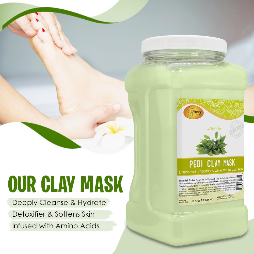 SPA REDI Clay Mask - Detoxifying, Hydrating &amp; Pore Purifying for Body and Pedicure