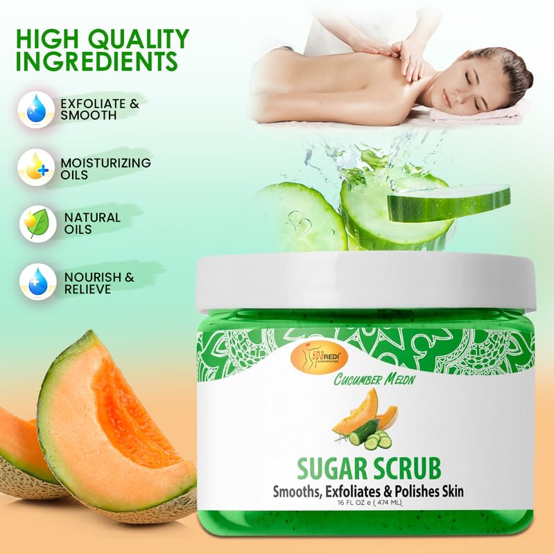 SPA REDI Sugar Body Scrub - Exfoliating &amp; Moisturizing for Smooth, Fresh Skin