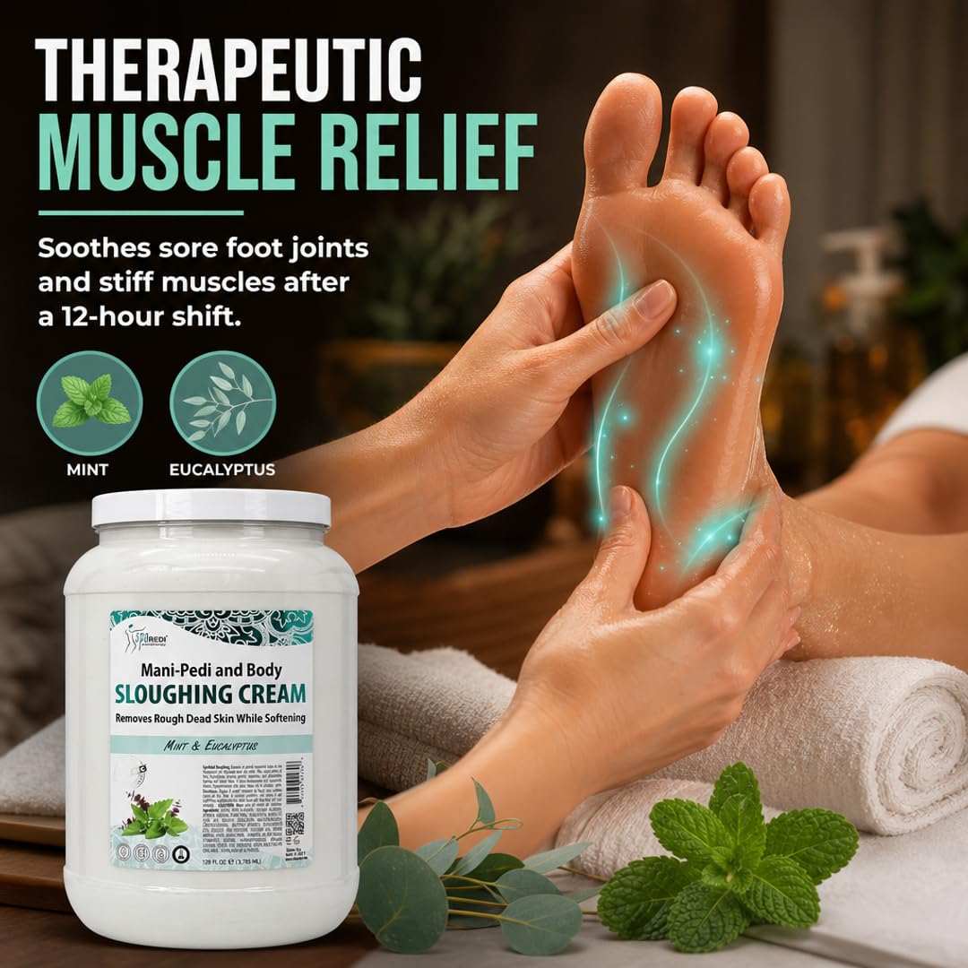 SPA REDI - Foot Cream, Sloughing Lotion - Exfoliating Pedicure Foot Care for Dry Cracked Feet