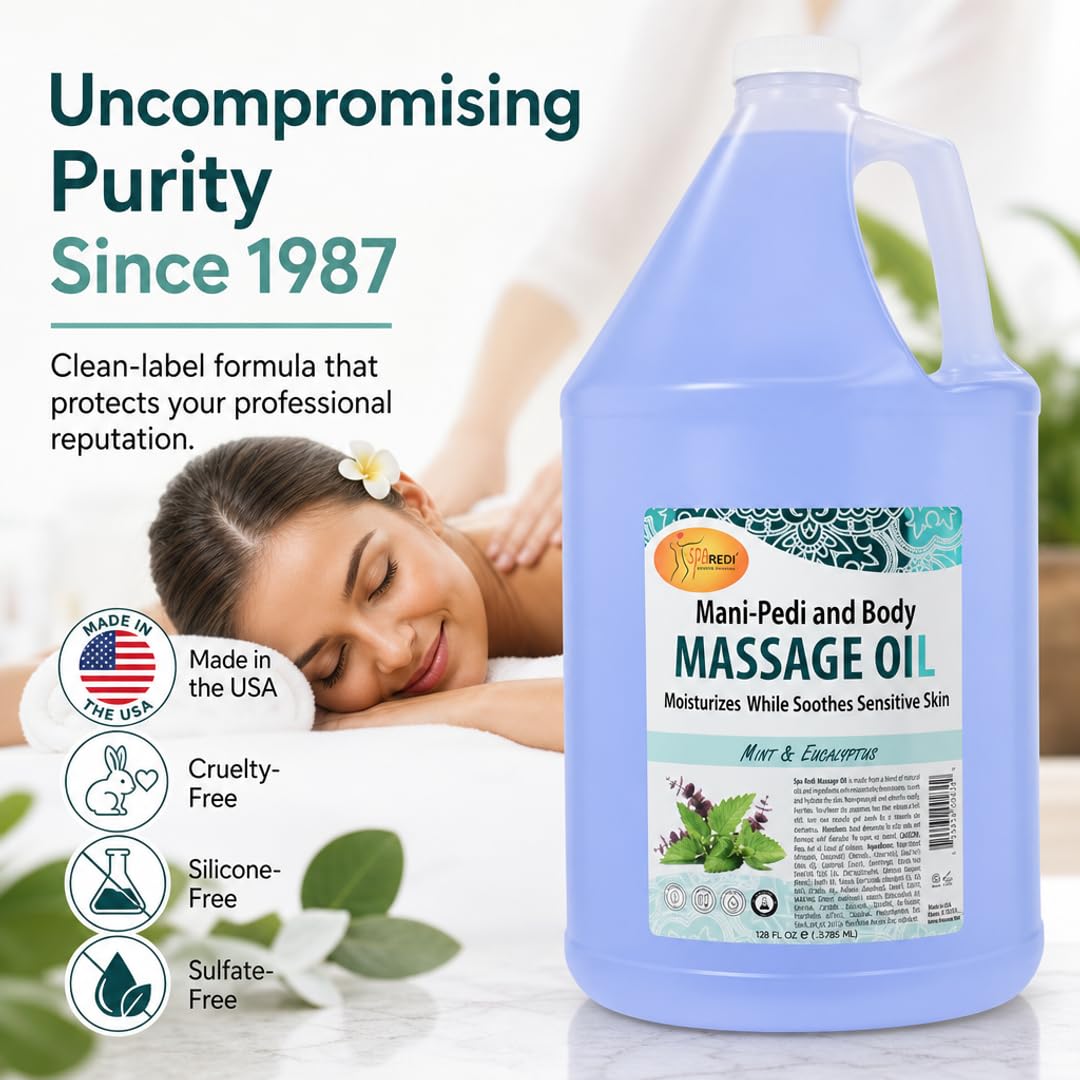 SPA REDI Massage Oil - Soothing Relief for Sore Muscles &amp; Hydrated Skin