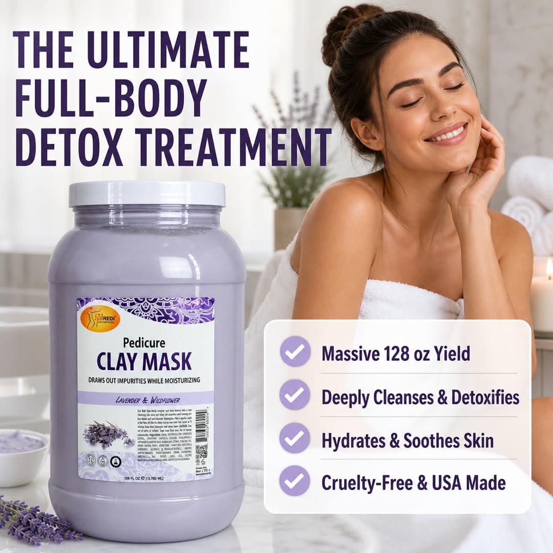 SPA REDI Clay Mask - Detoxifying, Hydrating &amp; Pore Purifying for Body and Pedicure