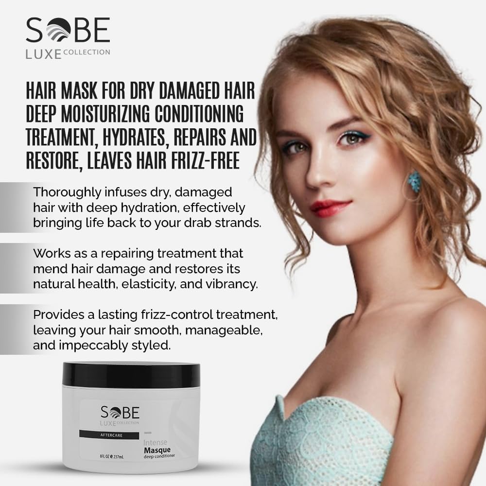 SOBE LUXE - Deep Moisturizing Hair Mask for Dry Damaged Hair, 8 Oz - Repairs &amp; Restores, Frizz-Free