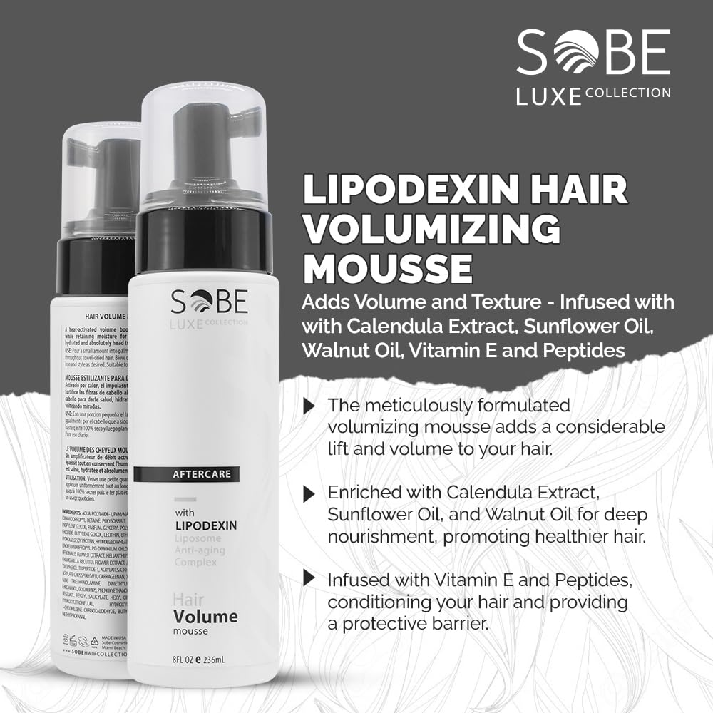 SOBE LUXE - Hair Volumizing Mousse, 8 Oz - Adds Volume &amp; Texture, Infused with Vitamin E &amp; Peptides