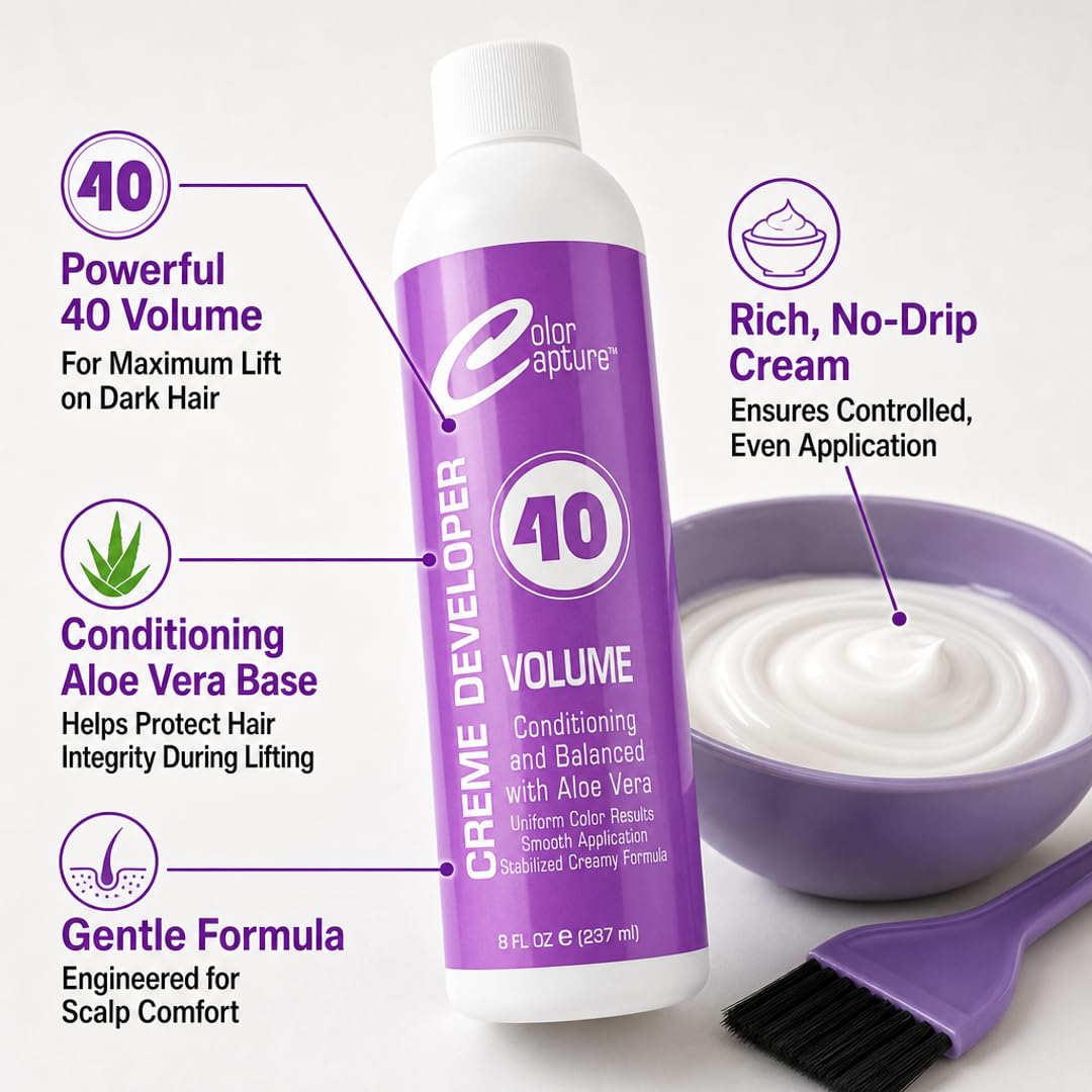 COLOR CAPTURE - Cream Developer, Hair Color Enhancer - Provides Consistent, Vibrant Results for Professional Coloring