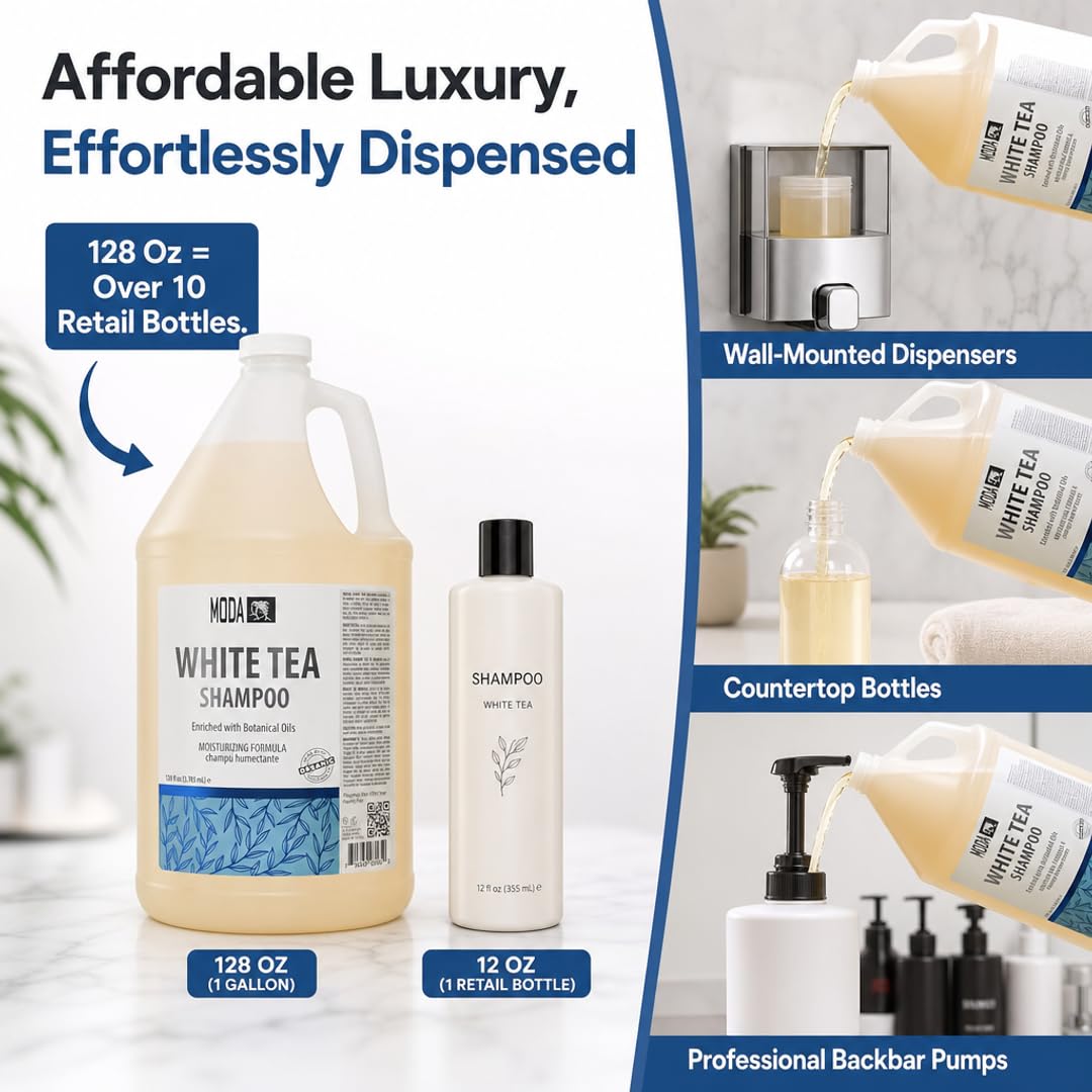 MODA - Moisturizing Shampoo for All Hair Types, Balsam and Protein, Professional - Deep Cleansing and Conditioning - Strengthens, Restores, and Adds Shine - Beauty Market Online