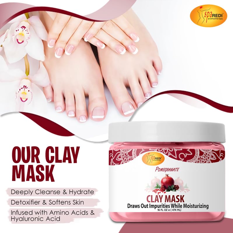 SPA REDI Clay Mask - Detoxifying, Hydrating &amp; Pore Purifying for Body and Pedicure
