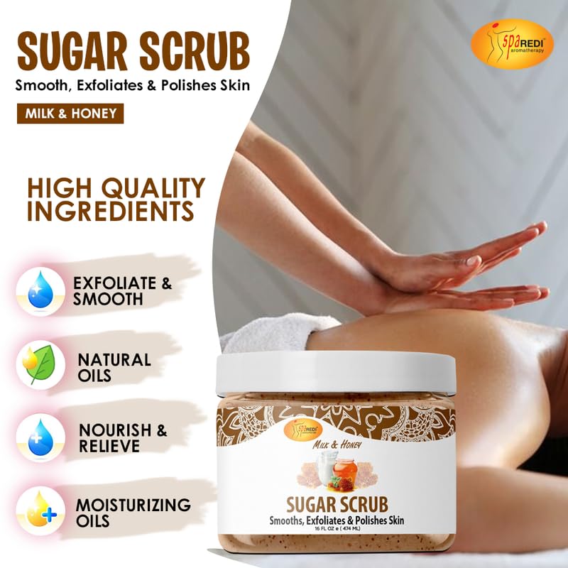 SPA REDI Sugar Body Scrub - Exfoliating &amp; Moisturizing for Smooth, Fresh Skin