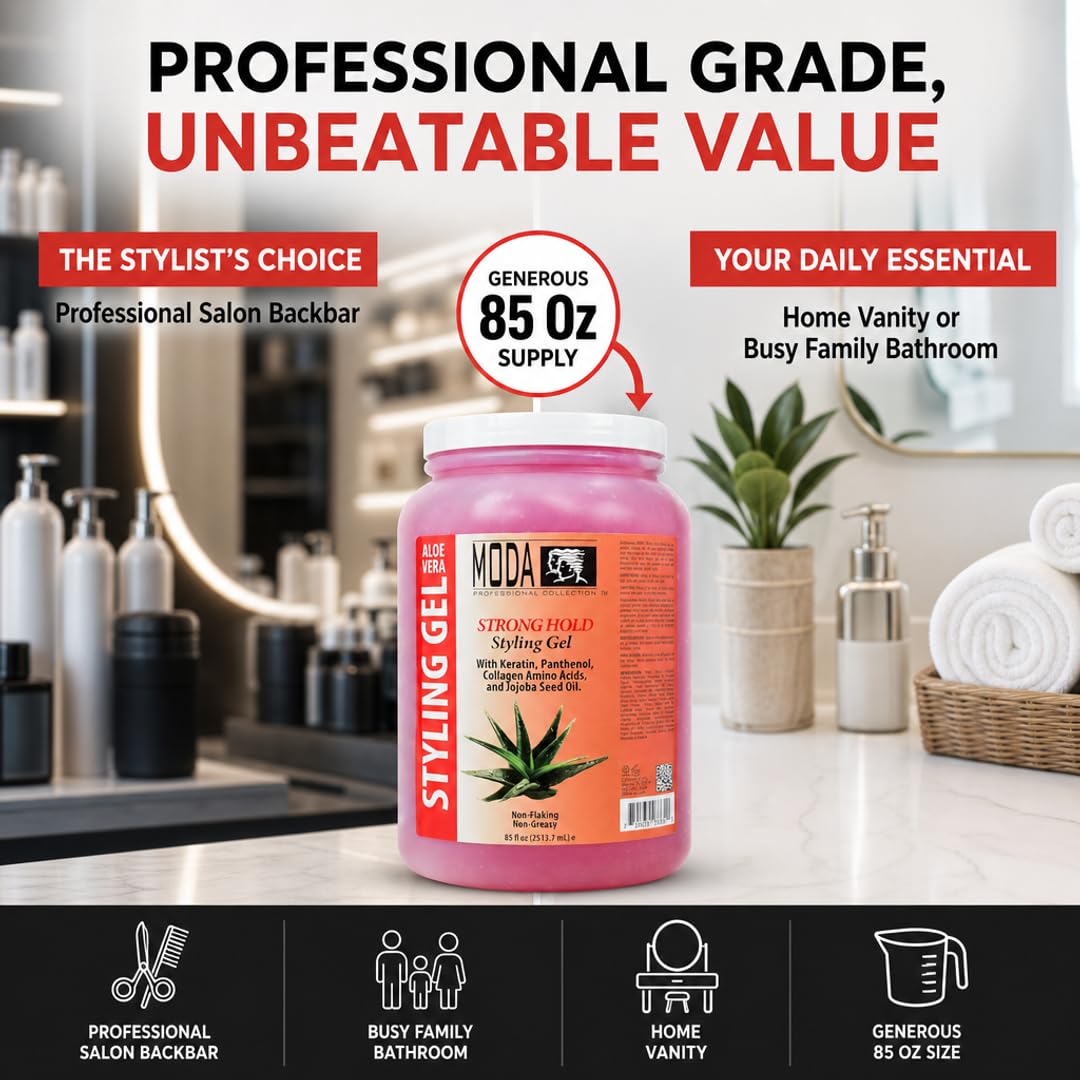 MODA Regular Hold Styling Gel – Nourishes &amp; Repairs with Glycerin, Keratin, Panthenol, Collagen &amp; Vitamin E – Long-Lasting Flexible Hold for All Hair Types - Beauty Market Online