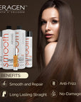 KERAGEN - Brazilian Keratin Smoothing Kit for Dry Damaged Hair, Eliminates Frizz & Curls