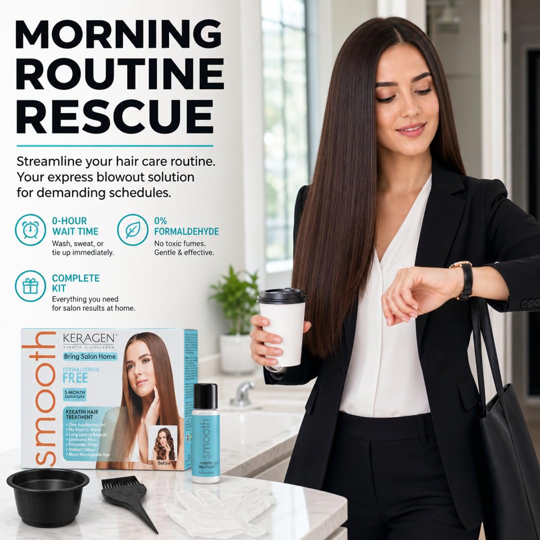 KERAGEN Brazilian Keratin Smoothing Treatment Formaldehyde-Free Blowout Straightening System