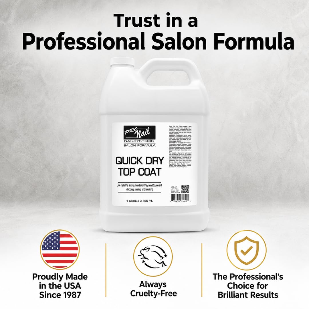 PRO NAIL - Quick Dry Nail Polish Top Coat - Professional Strength, Fast Dry, High Gloss Shine