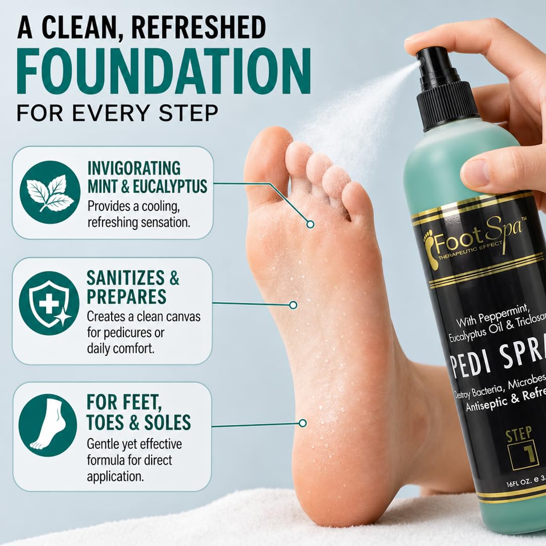 Pedi Spray Antiseptic - Mint &amp; Eucalyptus - Refreshing Foot Care Spray for Clean &amp; Revitalized Feet - Beauty Market Online