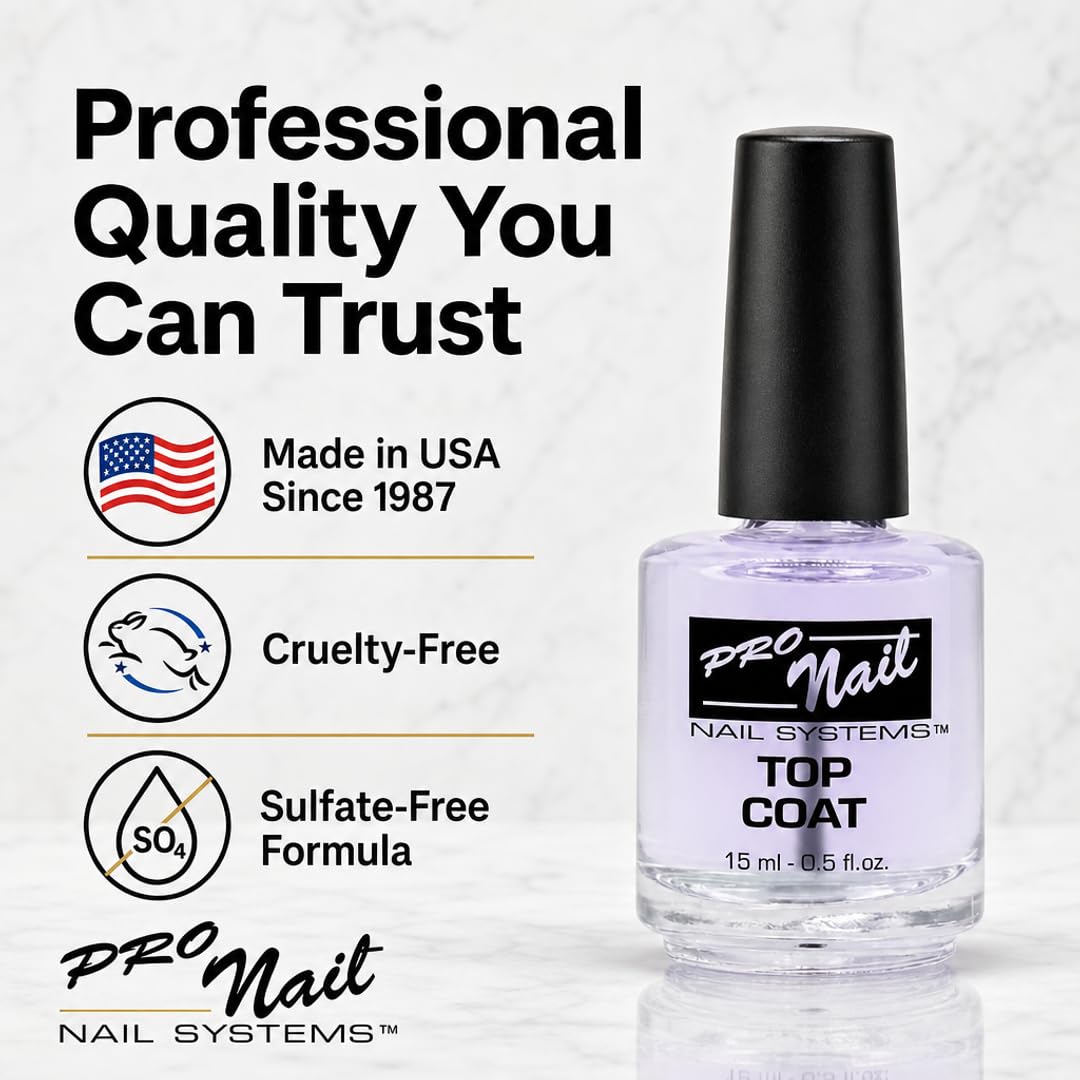 PRO NAIL - Quick Dry Nail Polish Top Coat - Professional Strength, Fast Dry, High Gloss Shine