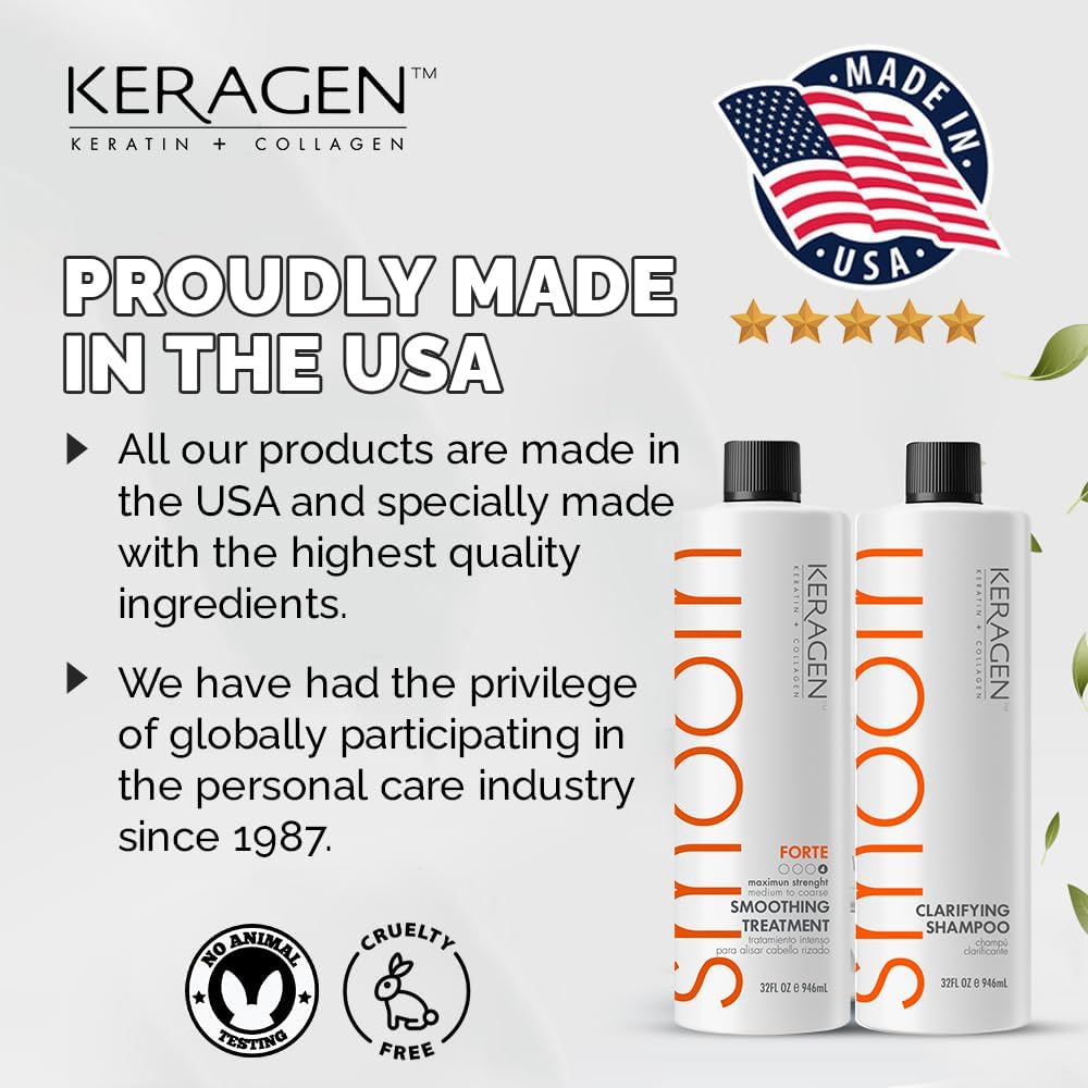 KERAGEN Brazilian Keratin Smoothing Treatment - Professional Frizz Control &amp; Hair Straightening System