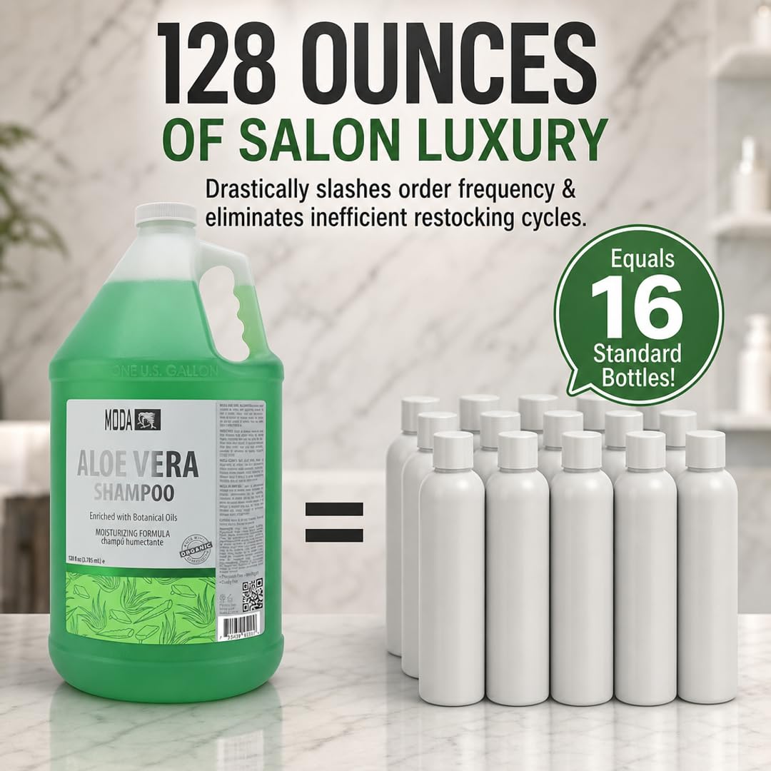 MODA - Moisturizing Shampoo for All Hair Types, Balsam and Protein, Professional - Deep Cleansing and Conditioning - Strengthens, Restores, and Adds Shine