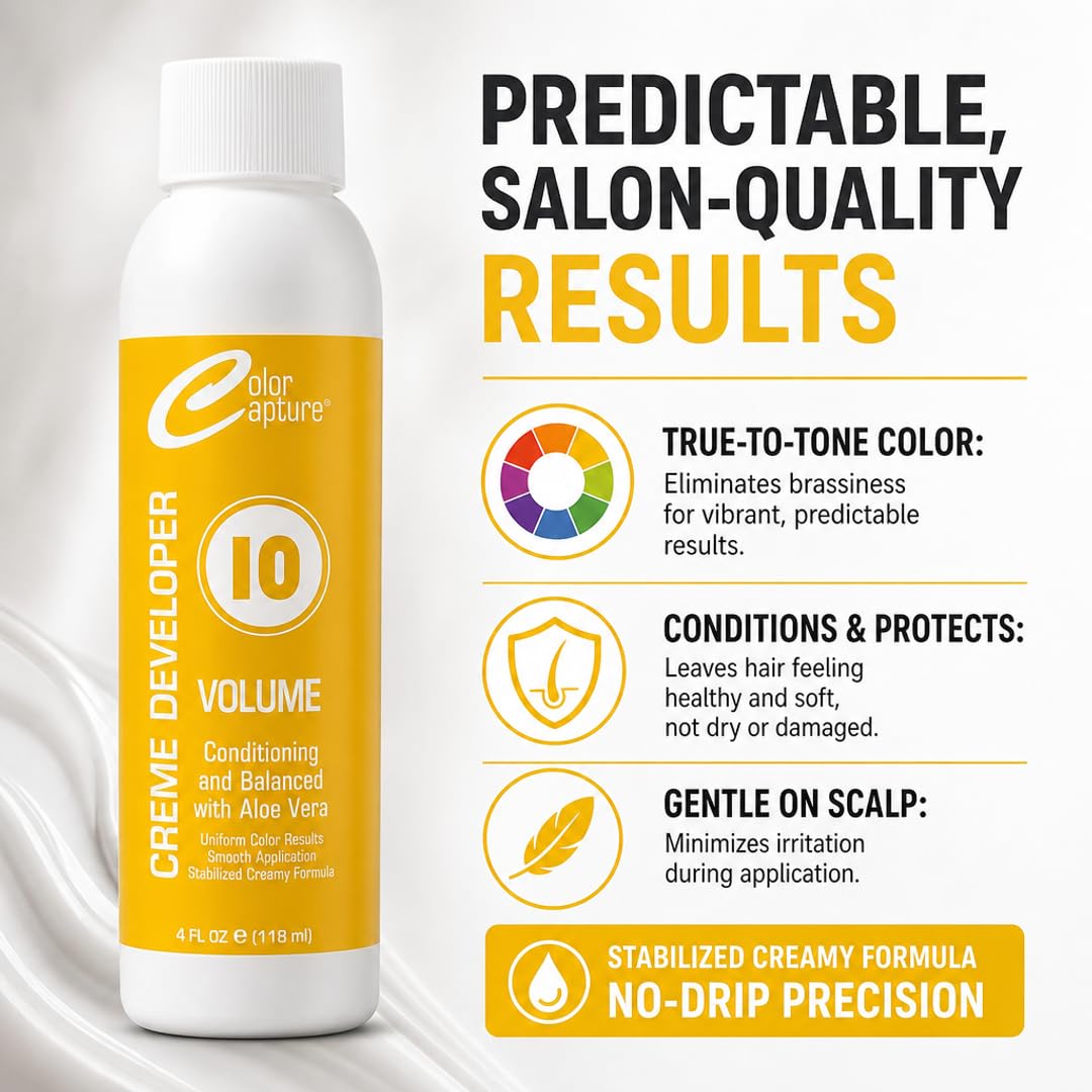 COLOR CAPTURE - Cream Developer, Hair Color Enhancer - Provides Consistent, Vibrant Results for Professional Coloring