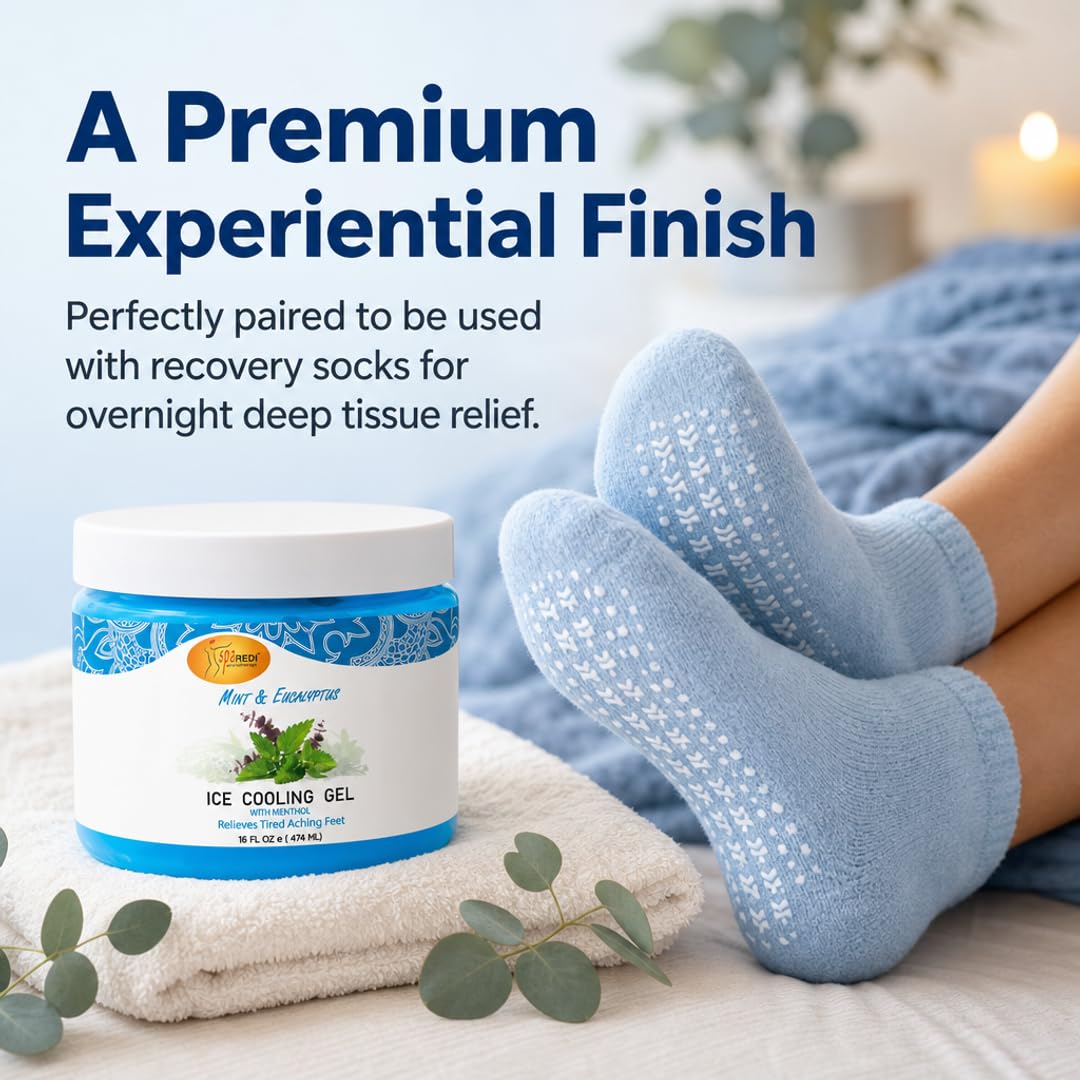 SPA REDI Massage Cooling Gel for Pedicure - Professional Strength Ice Cooling Gel - Refresh &amp; Soothe