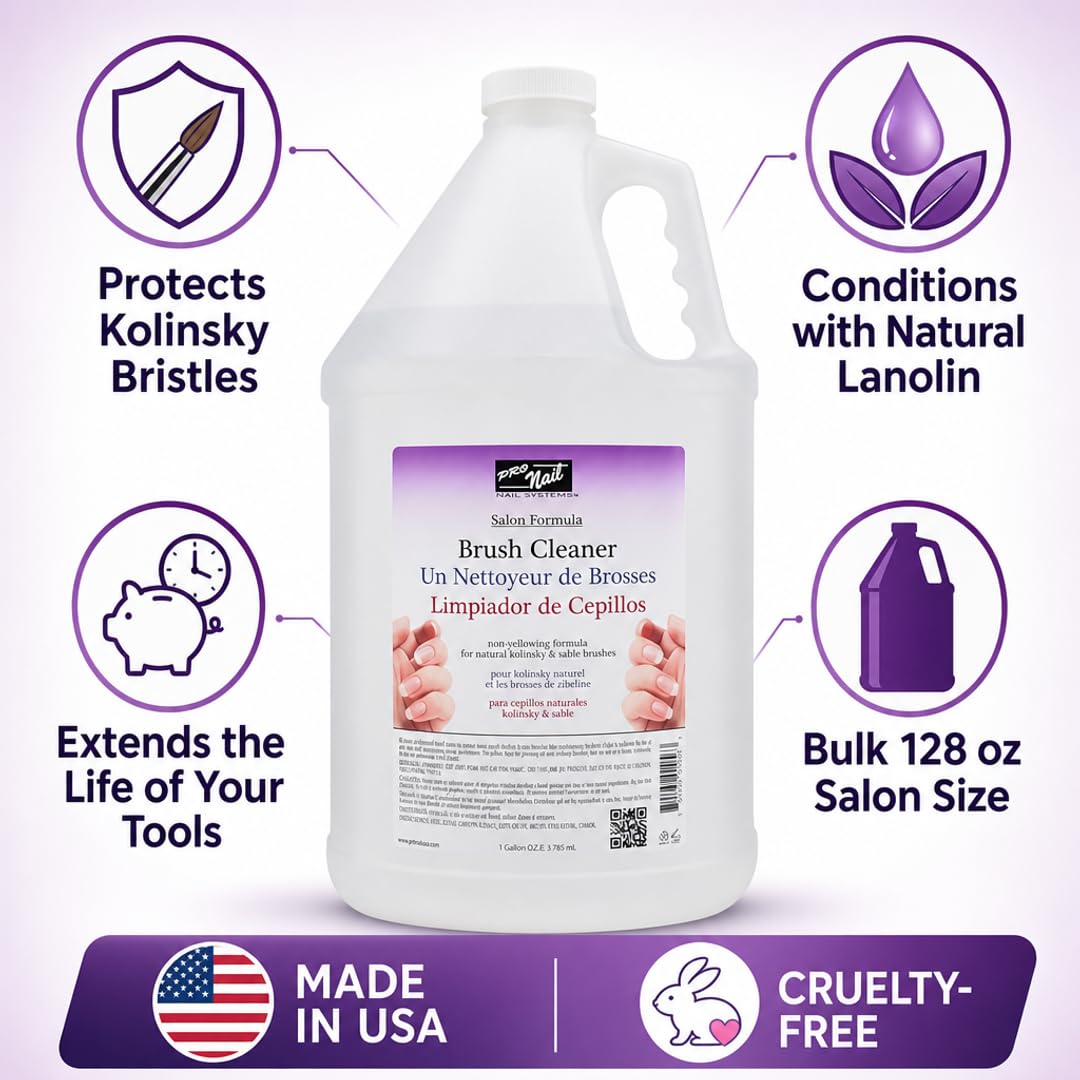 PRO NAIL Brush Cleaner - Deep Cleansing Formula for Brushes - 128 Oz