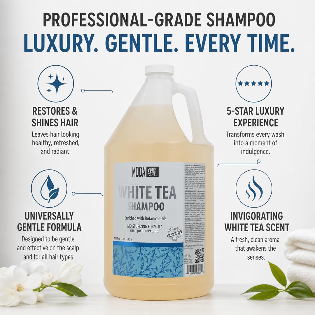 MODA - Moisturizing Shampoo for All Hair Types, Balsam and Protein, Professional - Deep Cleansing and Conditioning - Strengthens, Restores, and Adds Shine - Beauty Market Online
