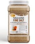 Spa Redi Pedicure and Bath Fine Salt, 128 fl oz jar with milk & honey scent. Features a golden brown salt blend designed to detoxify and relieve tired, swollen, achy muscles. Ideal for use in pedicures and baths to soften skin and promote relaxation.