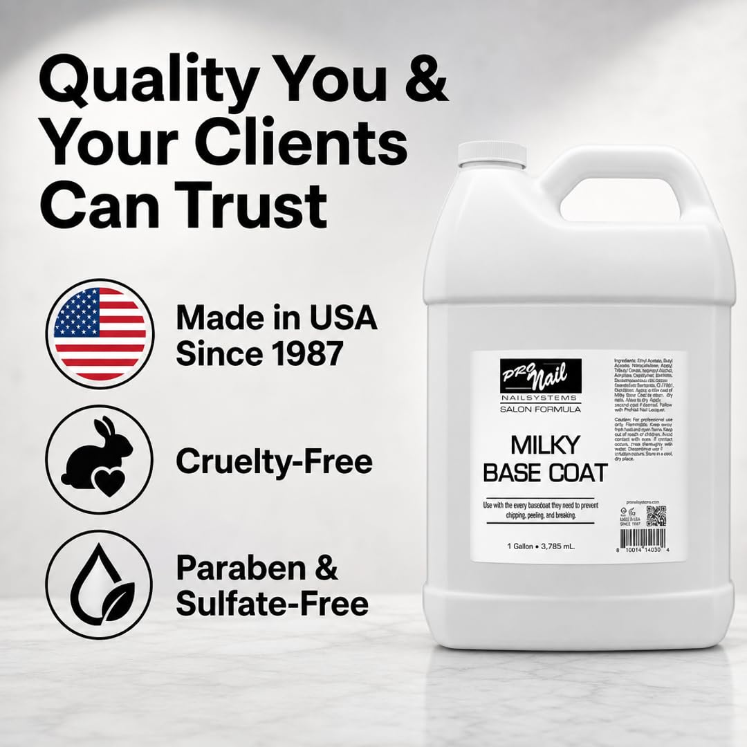 PRO NAIL Milky Base Coat - Professional Strength Nail Polish Hardener - Prevents Chipping - Fast Dry