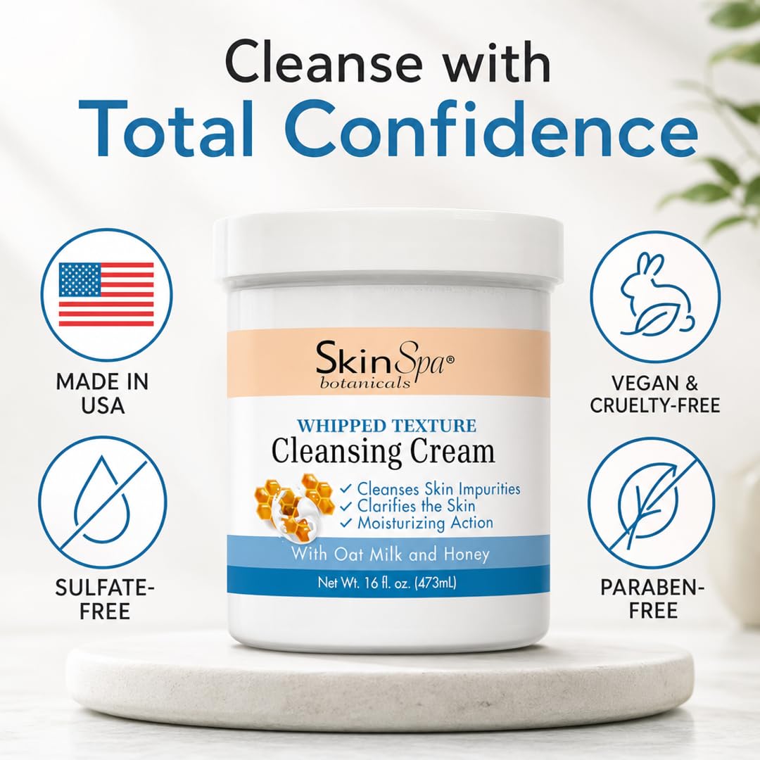 Skin Spa Triple Whipped Cleansing Cream 16 Oz – Salon-Quality, Rich Whipped Formula to Cleanse &amp; Hydrate - Ultra-Light Whipped Texture for All Skin Types